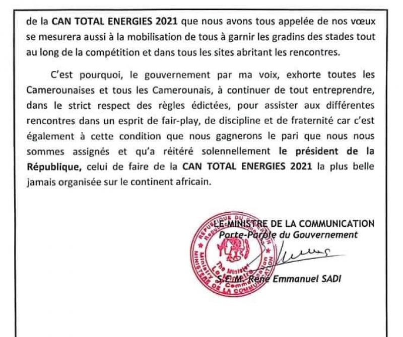 Communiqué du Ministre de la communication  2