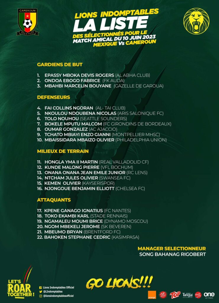 La liste de Rigobert Song